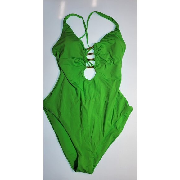 Becca by Rebecca Virtue Code Swimsuit Sz M Cut Out Color Green $148 NWT - Picture 2 of 9